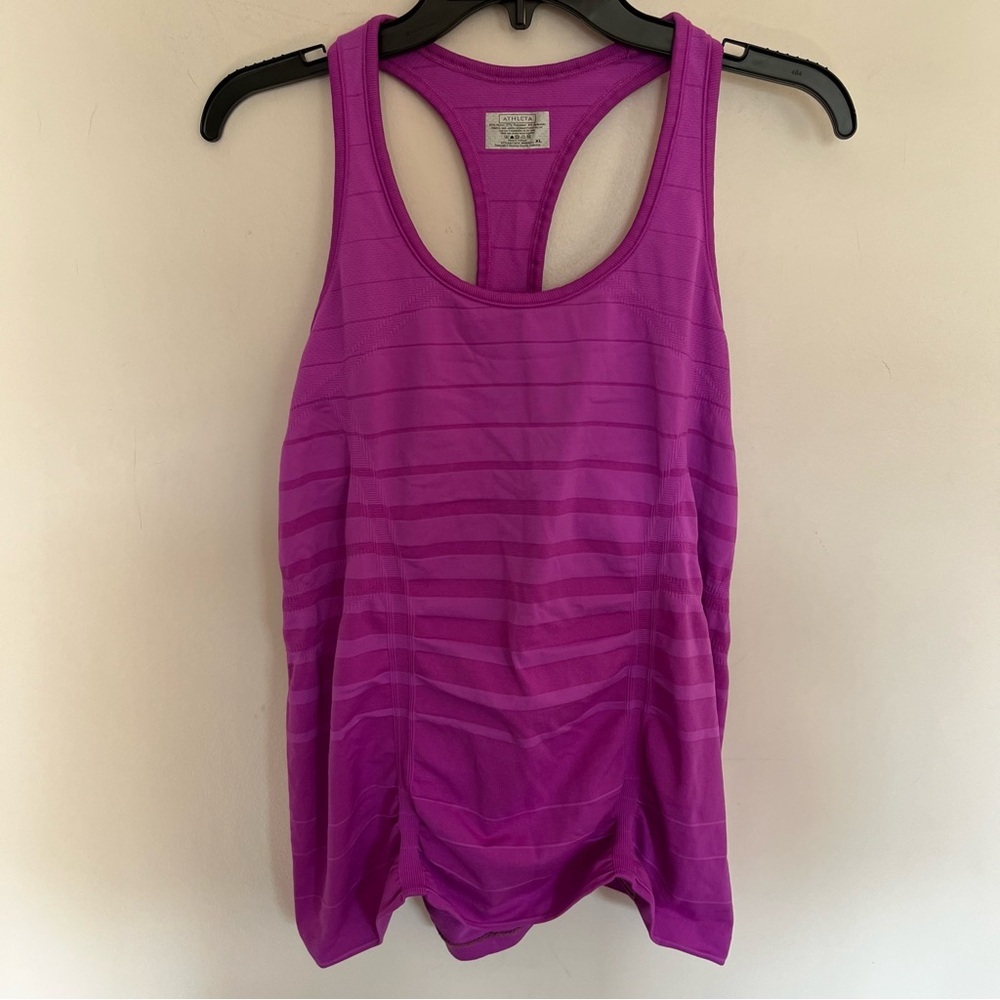 Athleta Chi Tank Top Purple Racerback Seamless Ruched Activewear XL 213910
